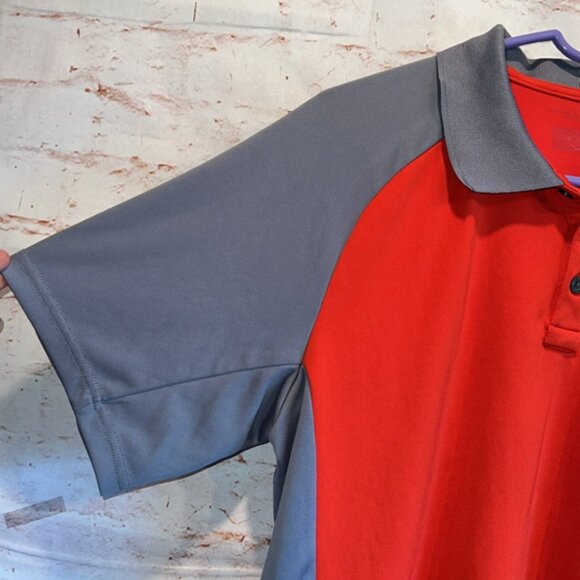 Columbia men’s medium polo shirt color block red grey short sleeve - Picture 5 of 7
